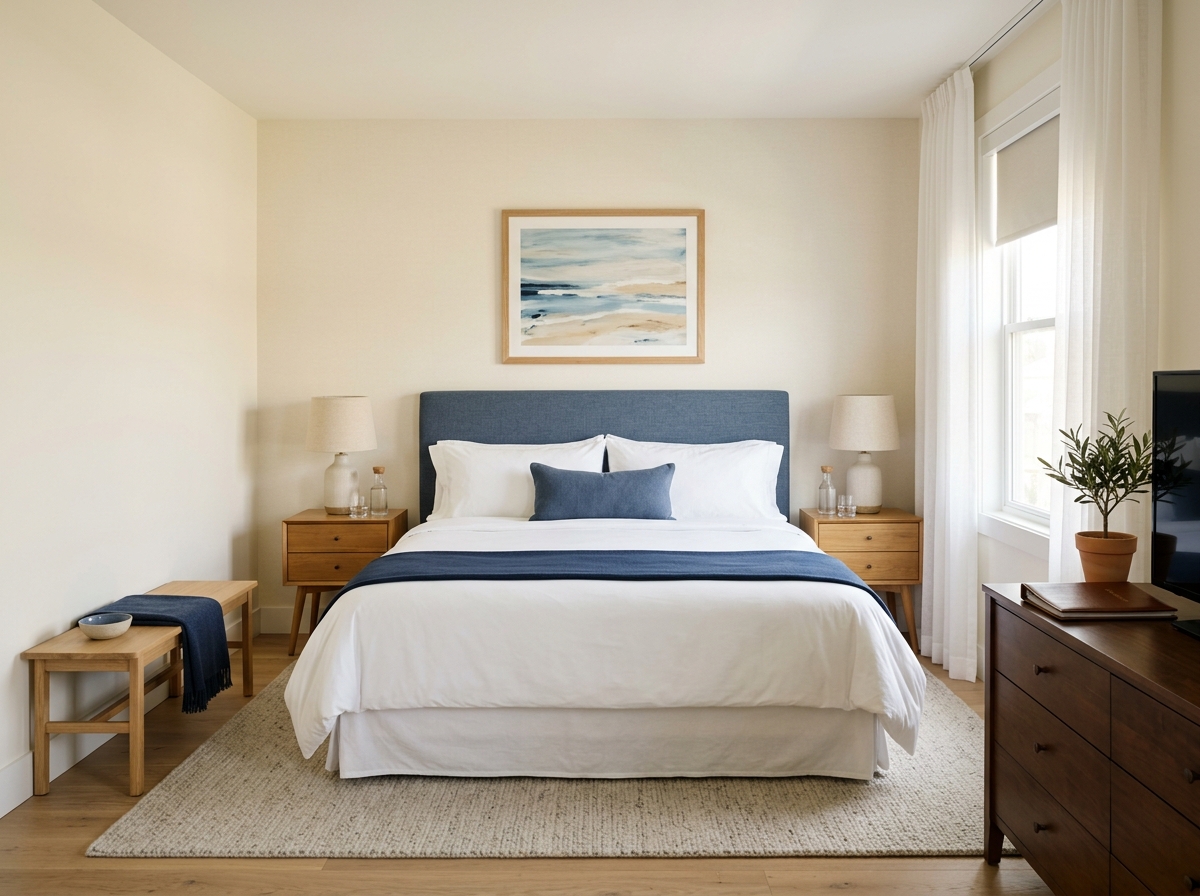 Standard King Room with harbor-facing window and reading nook
